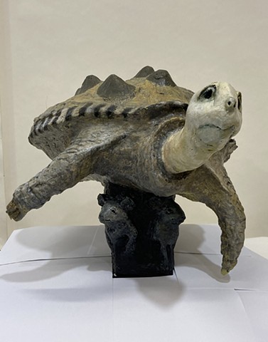 Treacy Ziegler, turtle, concrete sculpture, woman artist, deer isle, maine