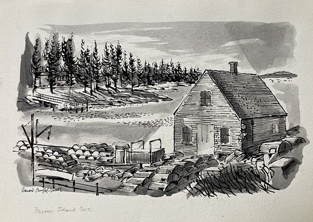 Bernard Brussel-Smith, moose island cove, prints, printmaker, wood engraving, Deer Isle, Maine, Stonington