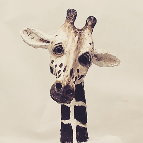 Treacy Ziegler, giraffe, a dream is where well meet, paper cast sculpture, deer isle, maine