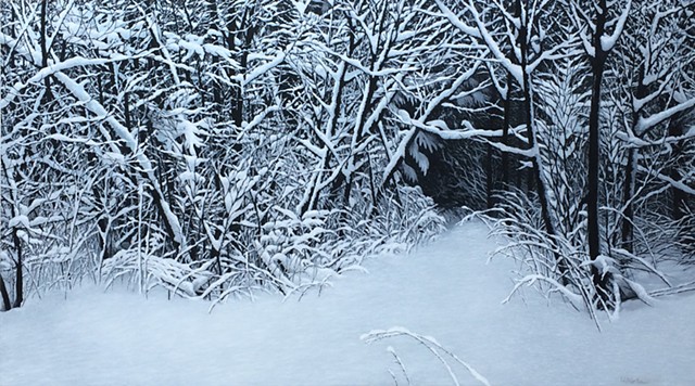 Vaino Kola after the snowfall painting oil on canvas Deer Isle Winter Turtle Gallery Maine