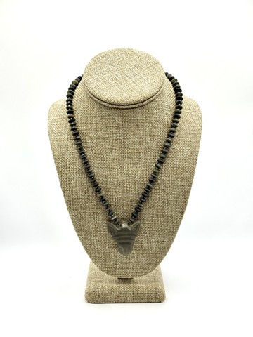 Serpentine, labradorite, pyrite / Obsidian Sassanian ‘Boy King’