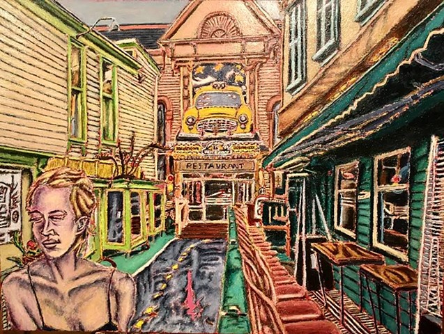 Jeff Loxterkamp, Route 66 restaurant bar harbor maine, Oil on Canvas, Deer Isle Maine