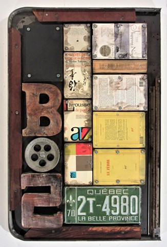 mixed media abstract grid painting oil painting assemblage collage art 