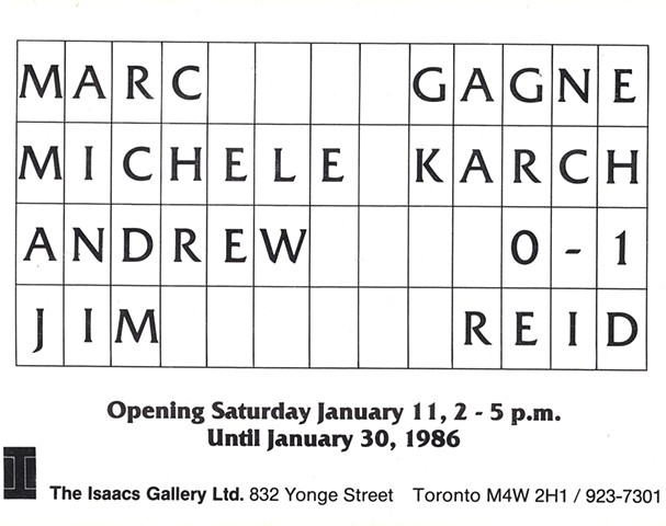 Isaacs Gallery invite, 1986