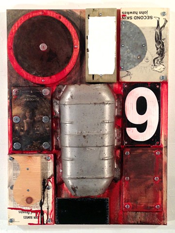 mixed media abstract grid painting oil painting assemblage collage art 
