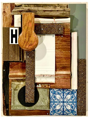 mixed media abstract grid painting oil painting assemblage collage art 
