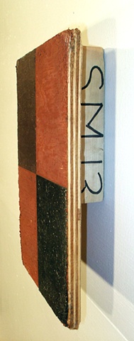 mixed media grid painting on found object