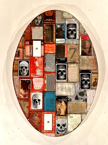 mixed media abstract grid painting oil painting assemblage collage art 