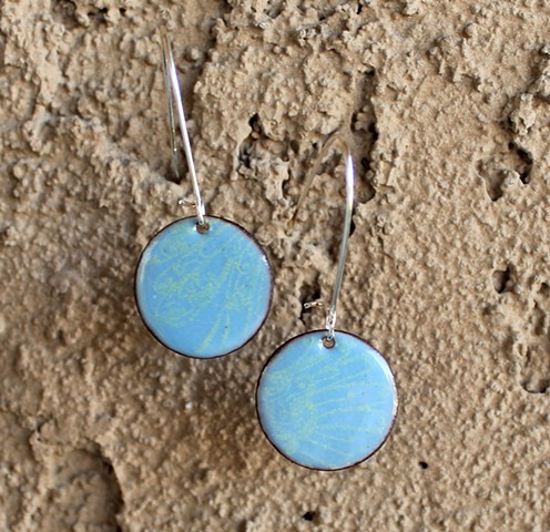 Powder Blue and Yellow Pattern Earrings
