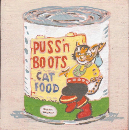 painting of vintage cat food container 