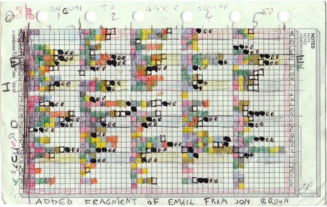 Leslie Roberts, art, artist, drawing, text art, grid, color