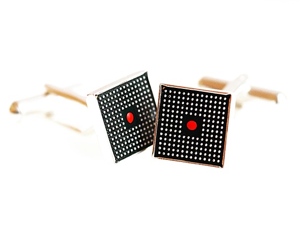 Cufflinks - circuit board and silver