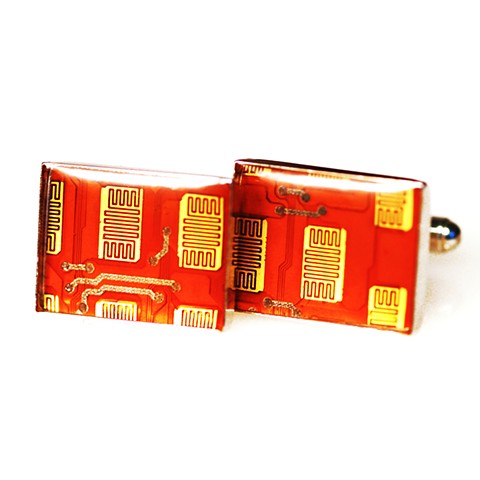 Cufflinks - circuit board and silver