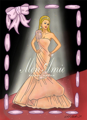 Logo Design for Mon Amie Bridal Salon, Newport Beach, Ca. Ed Pollick, couture, wedding, art