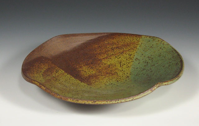 bowl, stoneware, wave edge, green glaze, by Carol Naughton Ceramics
