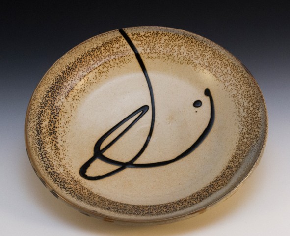 Porcelain Plate with shino glaze, high fired reduction, by Carol Naughton Ceramics
