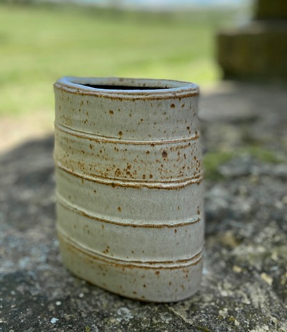 stoneware vase. high fired reduction. shino glaze. by Carol Naughton Ceramics. 