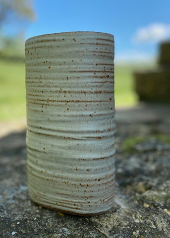 stoneware vase, high fired reduction. shino glaze. by Carol Naughton Ceramics