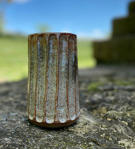 stoneware vase. high fired reduction. shino glaze. by Carol Naughton Ceramics. 