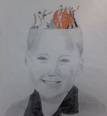 Student Self Portrait, Andrew G., Grade 8