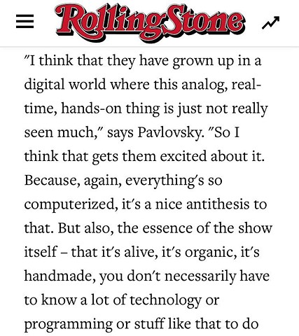 Snippet from Rolling Stone interview