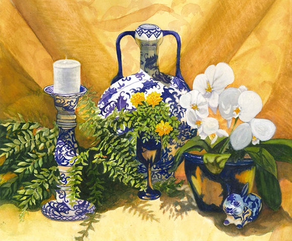 Blue painted china