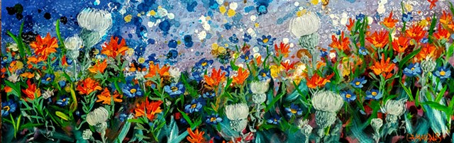 wildflower, thistle, orange, paintbrush, blue