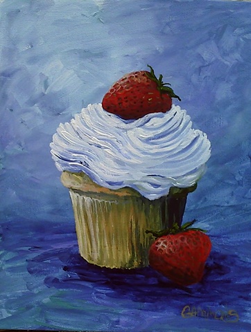 cupcake, happy, sweet, food, dessert, strawberry