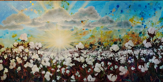 cotton, field, NC, blue, cloud, sunrise, love, agriculture, farming, farm, grow, plant, inspire
