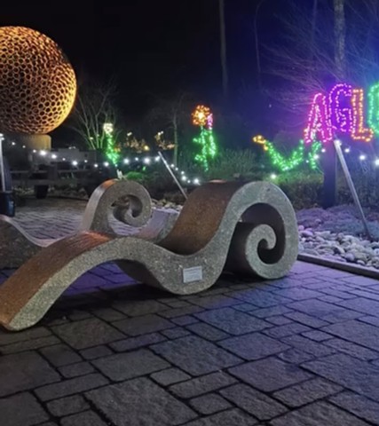 Fiddlehead chaise and Chasing waves 5 Deer isle granite