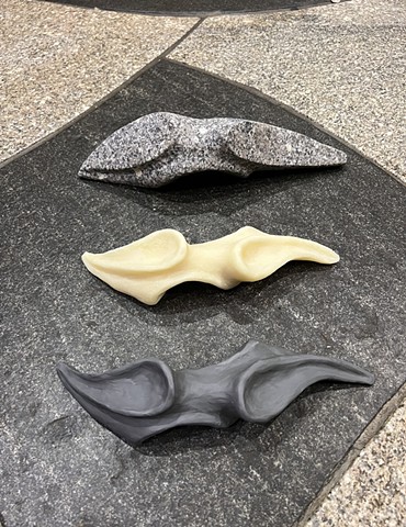 “Chameleon” study + finished piece in granite 