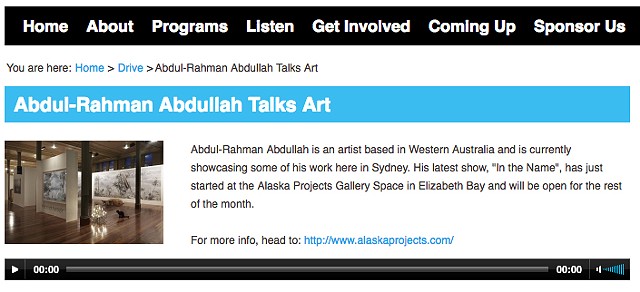 107.3 Radio - Abdul-Rahman Abdullah talks art