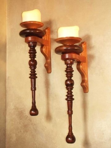 Turned Cherry Sconces