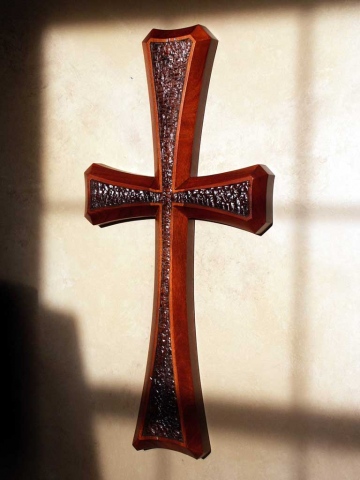 Hand Carved, Solid Mahogany Wood Wall Cross