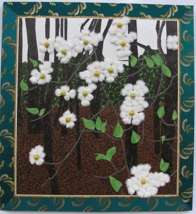 painting of dogwood flowers in a forest by KarenPattersonBrunke