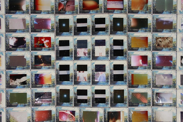 Mixed media quilt--digital prints text and image on cloth; photographs and thread.