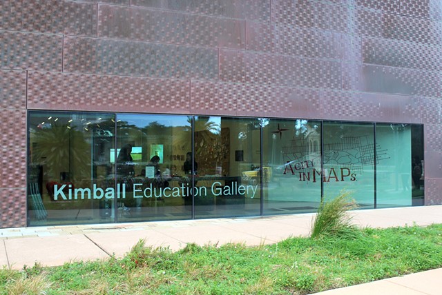 View of the Kimball Gallery from outside of the de Young Museum