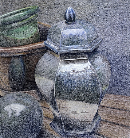 Still life, realism, reflection, pottery, ceramics