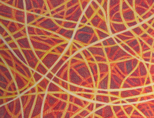 Abstract, Lines, Drawing  Prismacolor abstract drawing, in warm tones on natural Arches paper