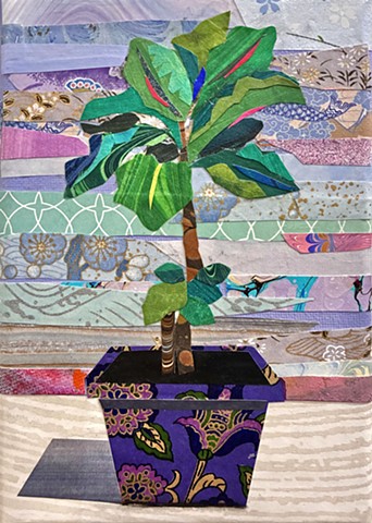 collage, painting, plant painting, representational art, cut paper, contemporary art, fine art