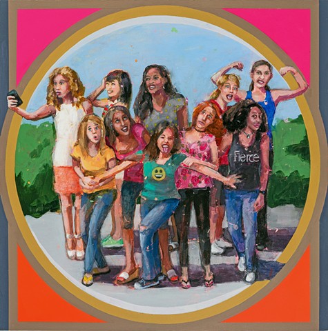 girls, women painting, figurative painting, fun painting, geometric painting