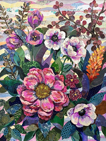 Nature painting, floral, art, flower, painting, floral, painting, mixed media, painting, mixed media, art, flowers, collage flowers