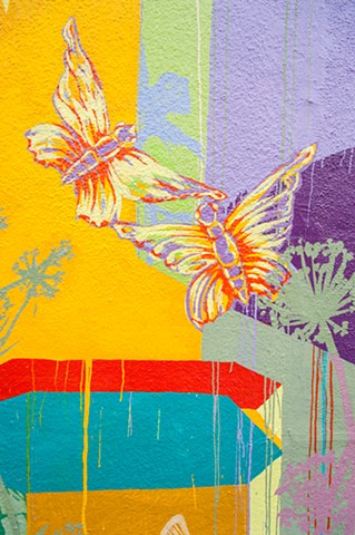 Mural, art, Abrams Claghorn Gallery, painting, Anna Vaughan, street art, butterflies