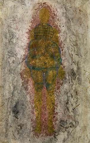 Venus of Willendorf, figure, monotype, drawing