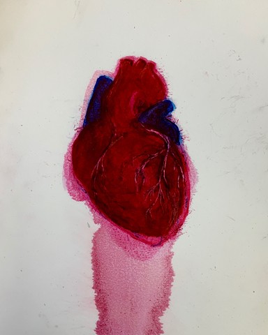 human heart, ink painting, Yupo paper