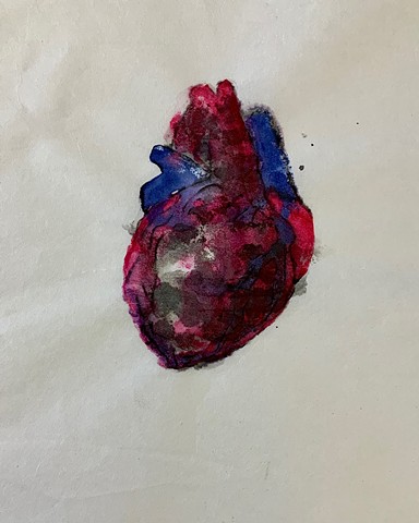 heart, dark, ink painting