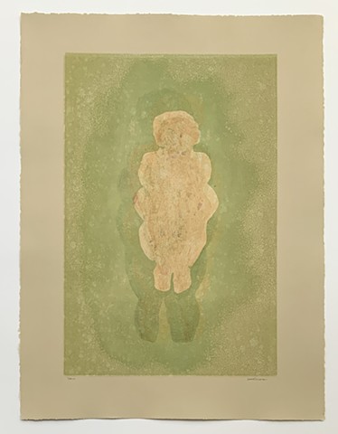 monotype, color, print, goddess, Willendorf, earth