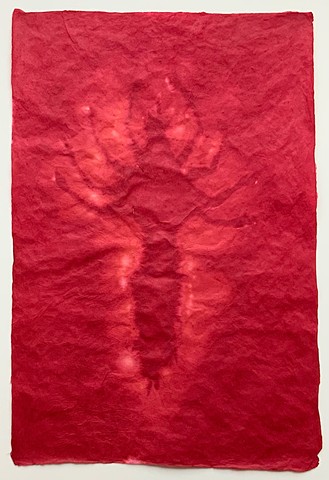 Goddess Durga original artwork mixed media on paper red