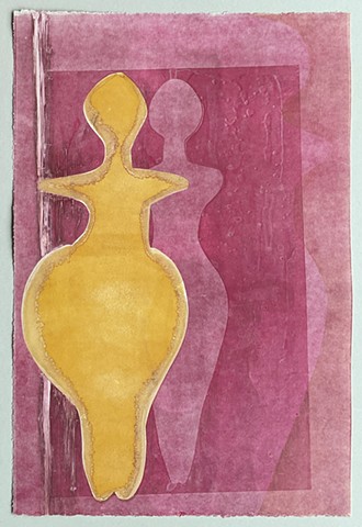 monotype woman red yellow 