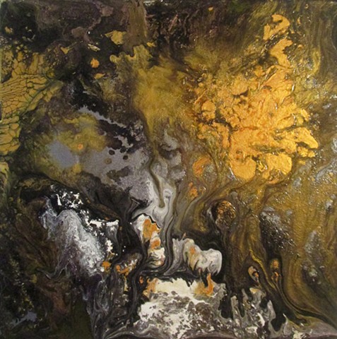 "Poured Quinacridone Gold" on view at Gallery 24, 24 N Santa Cruz Ave., Los Gatos, CA now through June, 2023. 